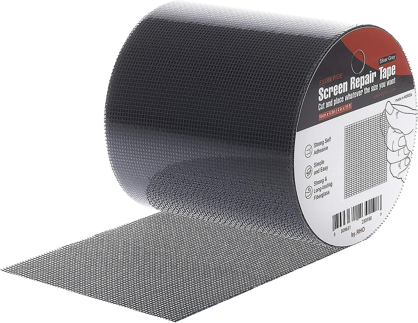 by.RHO Screen Repair Tape – Strong Self-Adhesive Window & Screen Door Repair Kit, Fiberglass Screen Patch 2"×33ft, Easy Cut and Apply, Indoor-Safe Adhesive, All-Weather (Black)