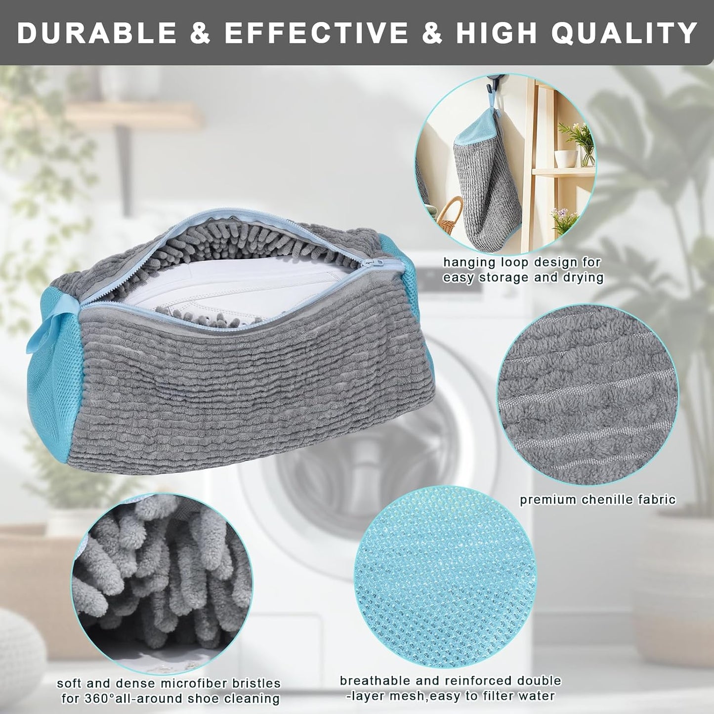 2PCS Shoe Washing Machine Bag With Zipper,Heavy Duty Shoe Washing Bag,Grey | sneaker washing machine bag,sneaker bag for washing machine,laundry shoe bag for washing machine,tennis shoes washing bag