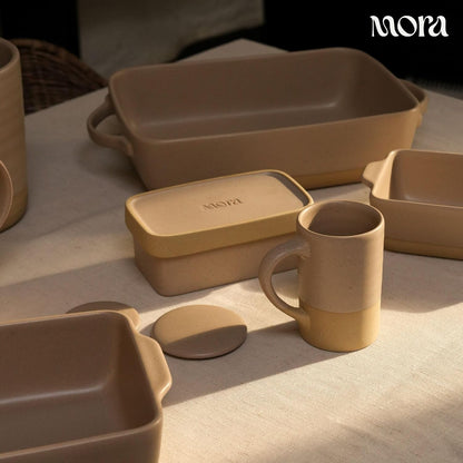 Mora Ceramics Tea Cup with Loose Leaf Infuser, Spoon and Lid, 12 oz, Microwave and Dishwasher Safe Coffee Mug - Rustic Matte Ceramic Glaze, Modern Herbal Tea Strainer - Great Gift for Women, Garnet