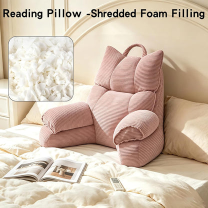 Reading Pillow for Bed with Arms, Back Support, Memory Foam（Grey Black） | Reading Pillow for Bed with High Arm Rests, Back Support Pillow for Sitting Up, Shredded Memory Foam for Reading, TV & Gaming
