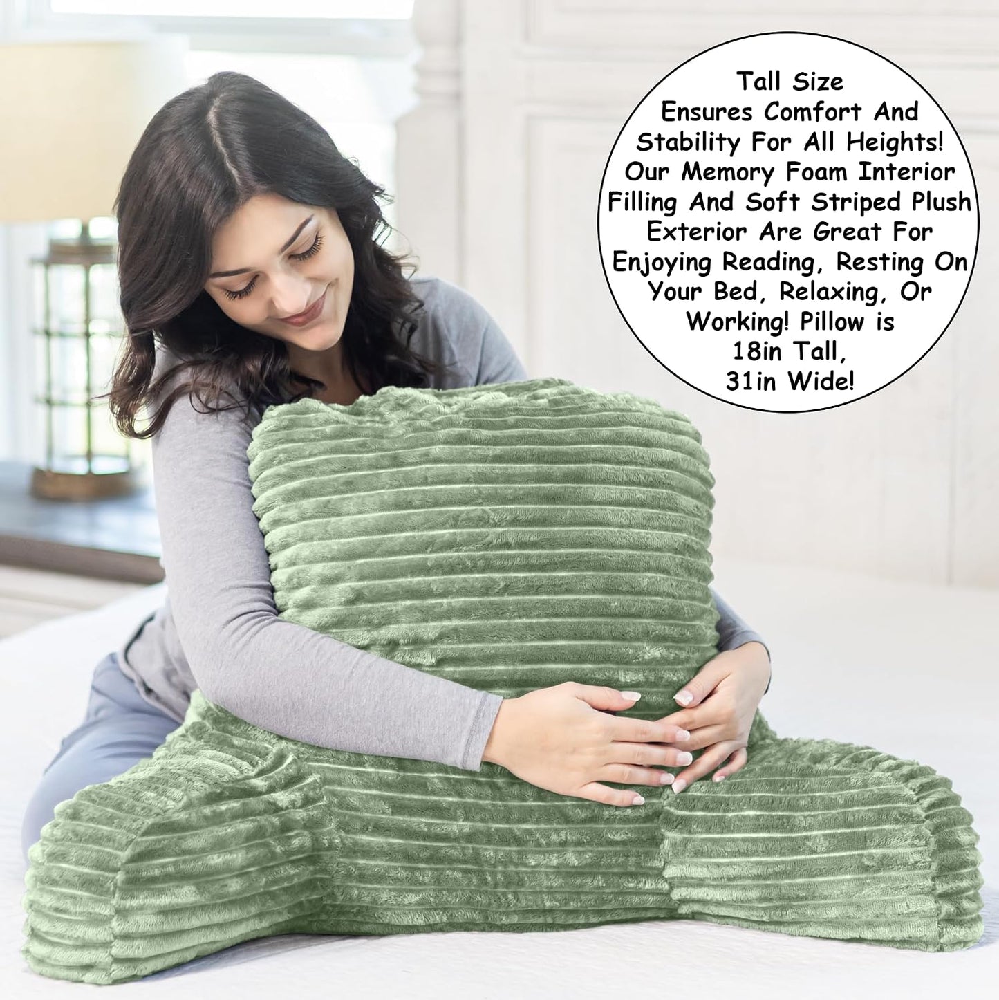 Homie Reading Pillow with Reading Light and Wrist Support, Has Arm Rests, and Back Support for Bed Rest, Lounging, Reading, Working on Laptop, Watching TV (Gray)