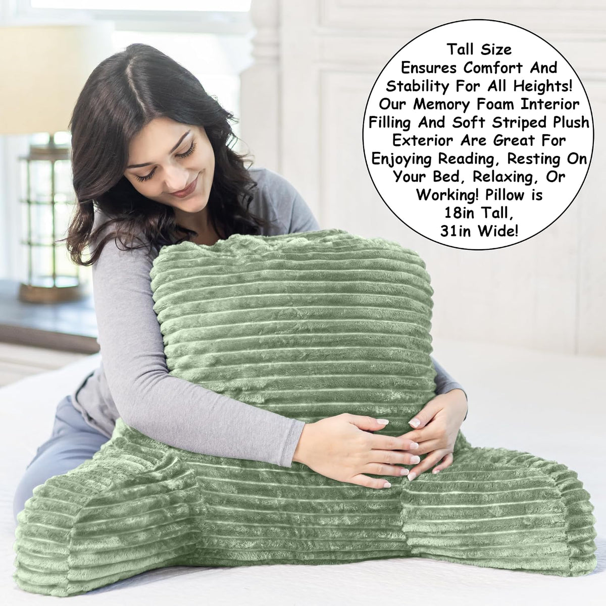 Homie Reading Pillow with Reading Light and Wrist Support, Has Arm Rests, and Back Support for Bed Rest, Lounging, Reading, Working on Laptop, Watching TV (Gray)