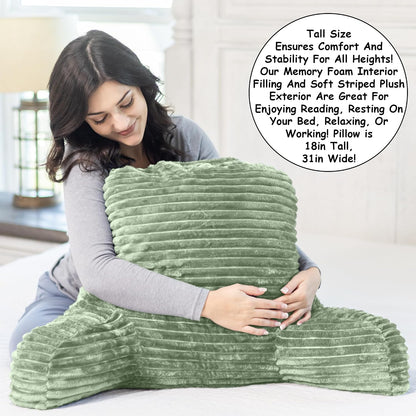 Homie Reading Pillow with Reading Light and Wrist Support, Has Arm Rests, and Back Support for Bed Rest, Lounging, Reading, Working on Laptop, Watching TV (Gray)