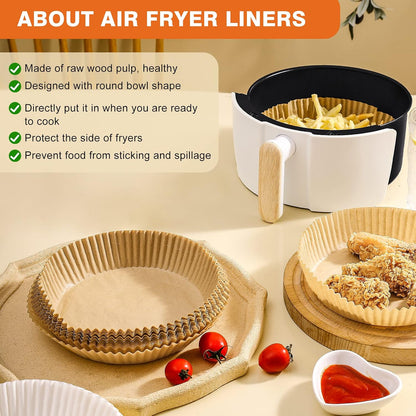 Vailnd Air Fryer Paper Liners, 200pcs Air Fryer Liners Disposable 8" Square | Baking Paper Liner for 5-8 qt Airfryer Basket, Non-stick and Oil Proof Parchment Paper for Oven, Pans & Baking