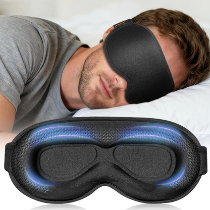 FACEMOON 3D Blackout Weighted Eye Mask for Sleep, Airplane Travel Essential | Long flights, road trips, gentle weighted comfort, deep cups, lash-friendly, adjustable strap, daytime naps for men & women