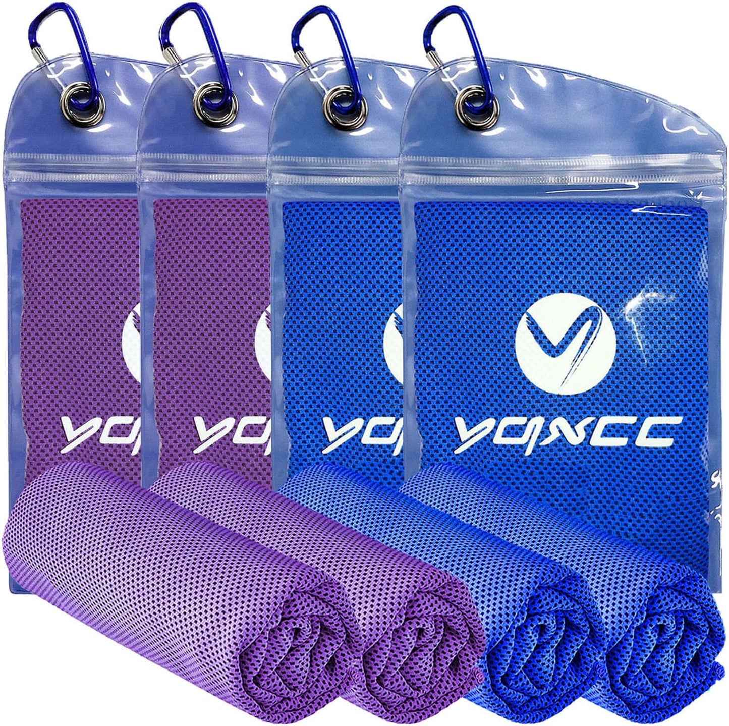 YQXCC 4 Pack Cooling Towels 40"x12", Cold Cool for Neck & Face | Cooling Neck Wraps, Soft Breathable Microfiber Chilly Towels, Ideal for Gym, Yoga, Golf, Running, Camping & Hot Weather