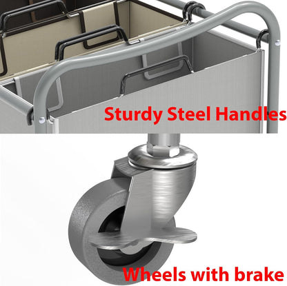 Simple Houseware Heavy Duty 3-Bag Laundry Sorter Rolling Cart, Dark Grey | Removable Bags and Lockable Wheels for Laundry Room Organization