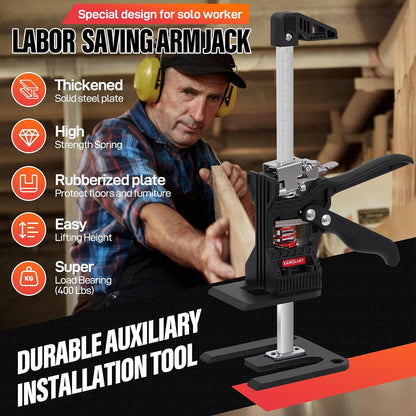 Drywall Lifter, Hand Furniture Lifter Tool, Furniture Jack, Labor Saving Arm Jack with Case, Precise Control Slow Descent, 12inch 400lb 2PCS