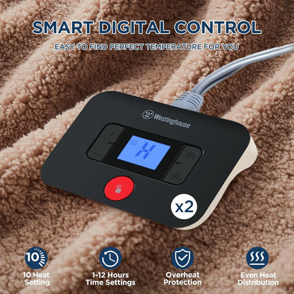 Westinghouse Electric Blanket Heated Throw, 6 Heat Settings, Grey