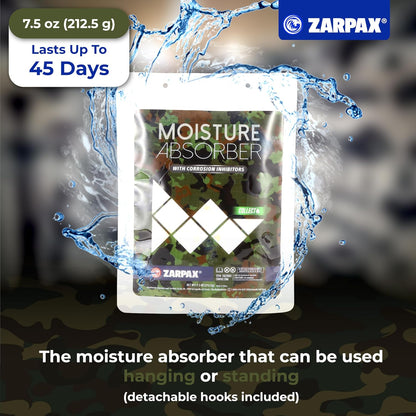 Zarpax Moisture Absorber Sachets Activated Charcoal 7.5 oz/212g - Remove Excess Moisture In Air & Odor - Desiccant Dehumidifier for Closet, Drawer, Storage - Dampness & Humidity Control - Set of 5