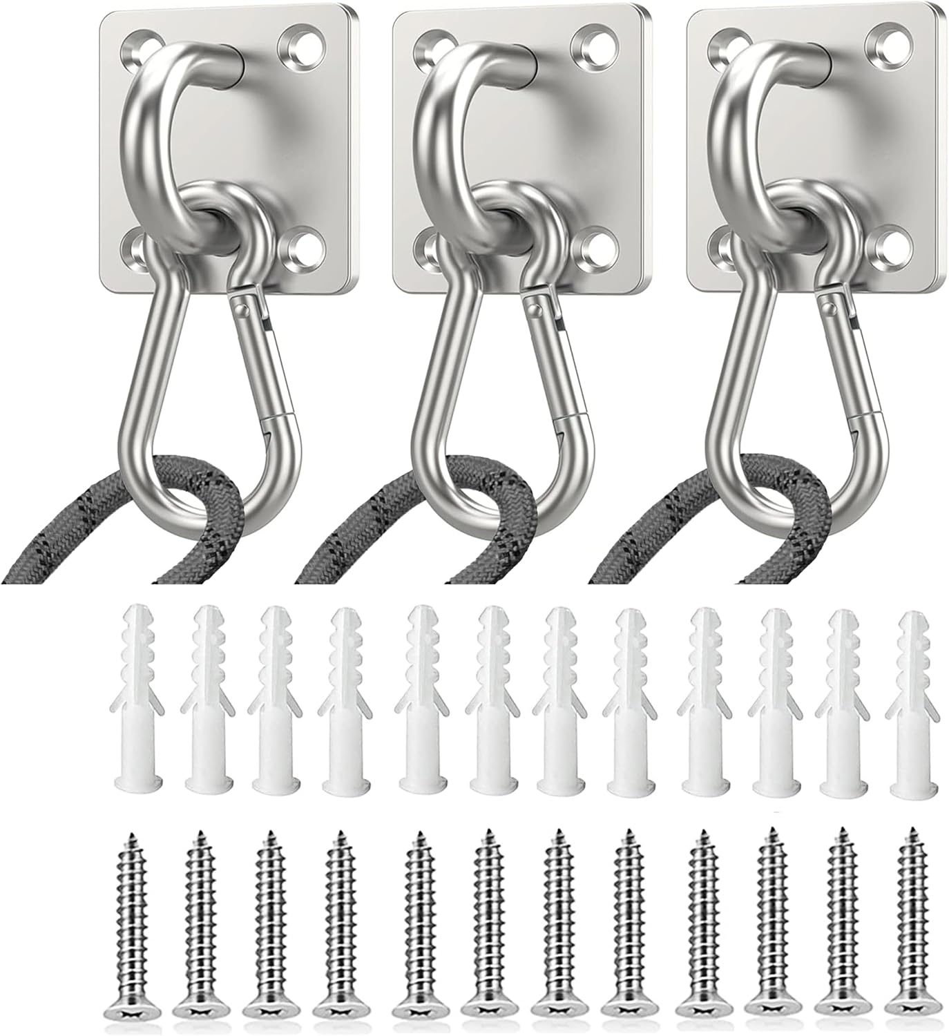 Stainless Steel Tie Out Mounted Wall Hook with Clip for Dog Up to 500lbs | for Small / Medium / Large Dog, Rust-resistant & Corrosion-resistant, Applicable to Concrete/Brick/Wood