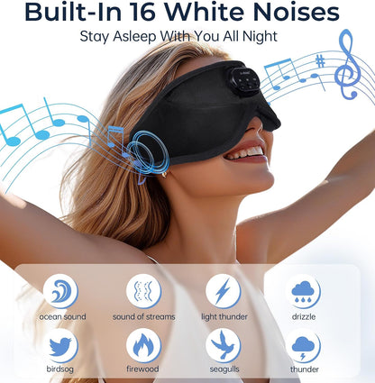 LC-dolida Sleep Headphones, White Noise Bluetooth Sleep Mask 3D Breathable Wireless Eye Mask for Timing, Sleep Mask with Bluetooth Headphones for Side Sleepers Travel Yoga, Cool Gadgets for Women Men