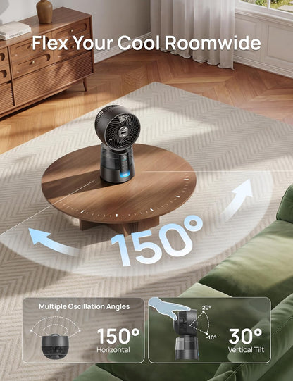 DREO TurboCool Misting Fan 516, 5℉ Drop Cooling Fans that Blow Cold Air | 150°+30° Omni-directional Oscillating, Evaporative air cooler, 26 ft/s Wind, Ultrafine Mist, 20dB, 6 Speeds 2 Modes, Grey