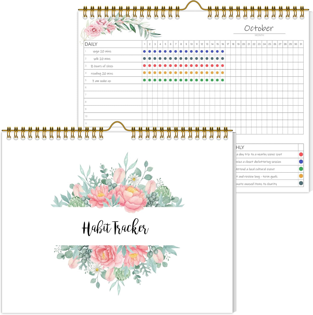 Habit Tracker Calendar Undated for Daily, Weekly & Monthly, 7.5" x 10"