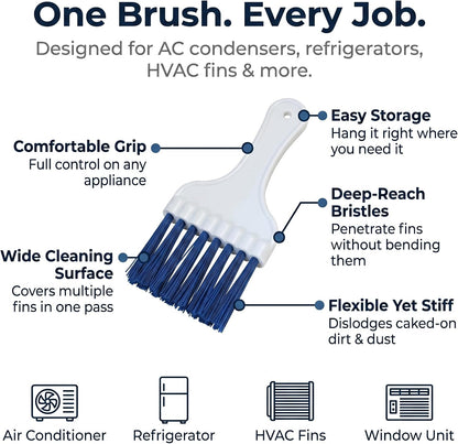Midwest Hearth Air Conditioner & Refrigerator Coil Cleaning Brush – Long Bristle HVAC Fin Cleaner for AC Condenser, Evaporator, Coils