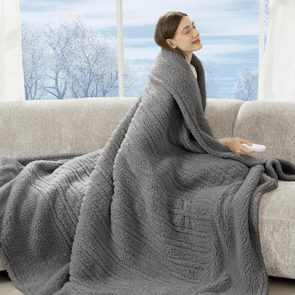 Heated Throw Blanket 50"X60", Soft Sherpa, 4 hrs Auto Shut Off