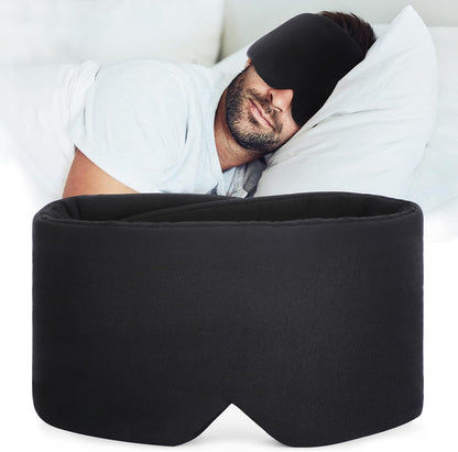 FRESHME Pure Handmade Cotton Sleep Mask - Blackout Eye Mask with Adjustable Velcro Soft and Comfortable Eye Blinder Shade for Men Women Travel Office Nap Airplane Blue