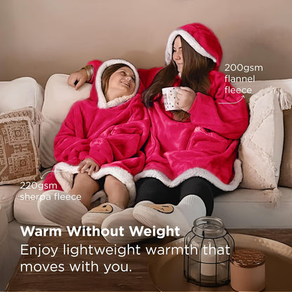 Bedsure Wearable Blanket Sherpa Hoodie Gifts, Sweatshirt, Grey, Standard