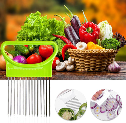 4 Pcs Onion Slicer, TACYKIBD Stainless Steel Onion Slice Holder and Tomato Slicer, Food Slice Assistant Onion Holder for Slicing Fruit Vegetable Lemon Meat Potato, Kitchen Cooking Tools Gadgets