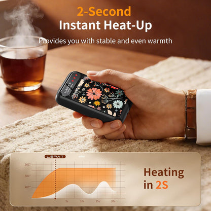 Lerat Hand Warmers Rechargeable, Electric Hand Warmers Reusable- Fast Heating Hand Warmer with 3 Heat Settings, Portable Hand Warmers Gifts for Women, Great for Hunting Camping Hiking
