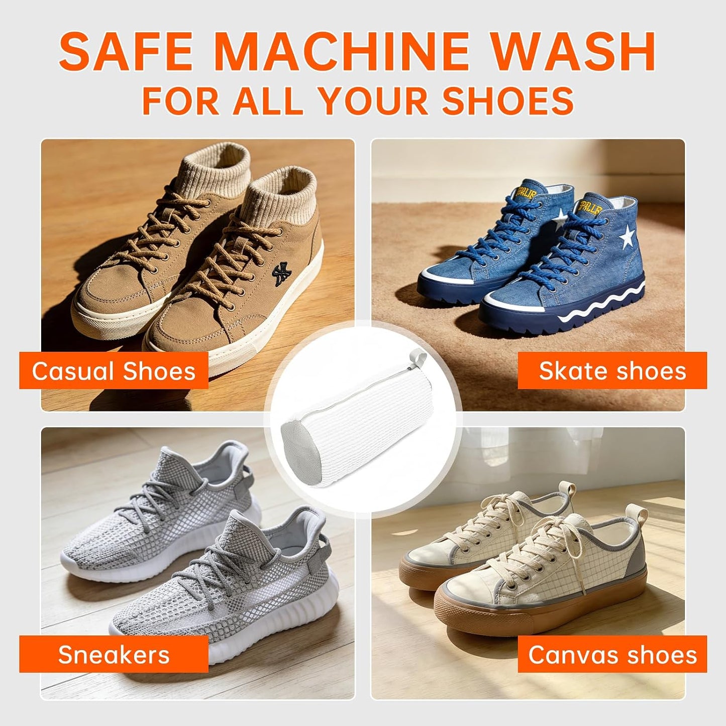 1PCS Blue Shoe Washing Machine Bags for All Shoe Types | Deep Cleaning,Reusable and Durable,Safeguarding Shoes from Scuffs and Deformation,Tear-Resistant Chenille Fabric