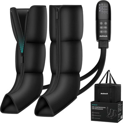 Nekteck Leg Compression Massager with Heat for Circulation and Pain Relief | Full Leg Air Compression Boots, 2 Heats, 6 Modes, 3 Intensities, Zipper Design, HSA Eligible Gifts for Women Men Athletes Gym