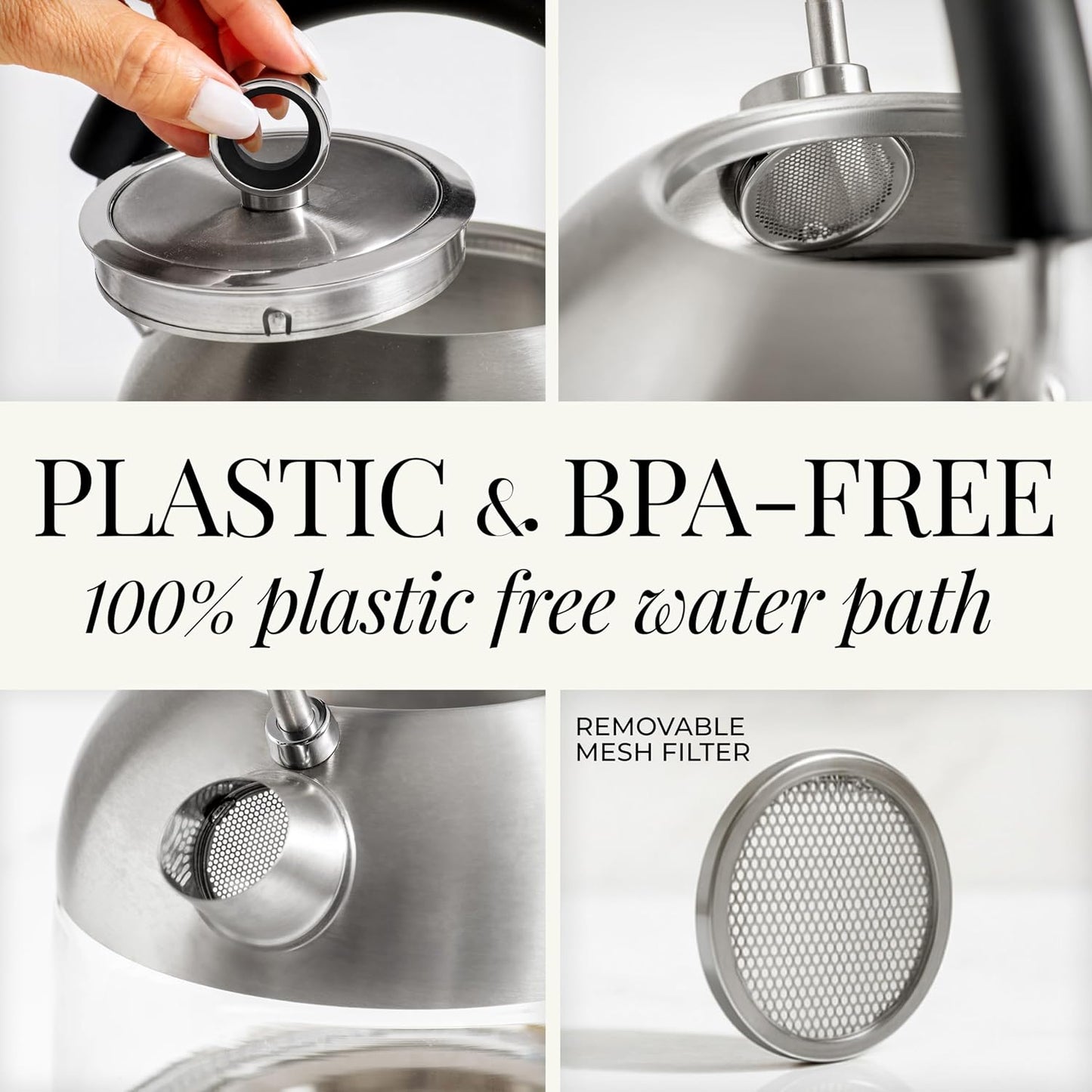Styled Settings Stainless Steel Electric Kettle with Temperature Control | BPA and Plastic Free Electric Kettle with Keep Warm Function, Borosilicate Glass -1500W Hot Water Boiler with Digital Display
