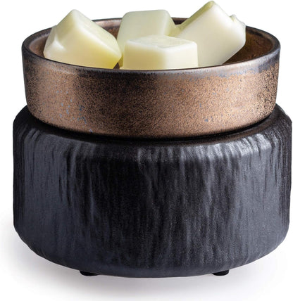 Candle Warmers ETC 2-in-1 Candle and Fragrance Warmer for Warming Scented Candles or Wax Melts and Tarts with to Freshen Room, Pewter Walnut