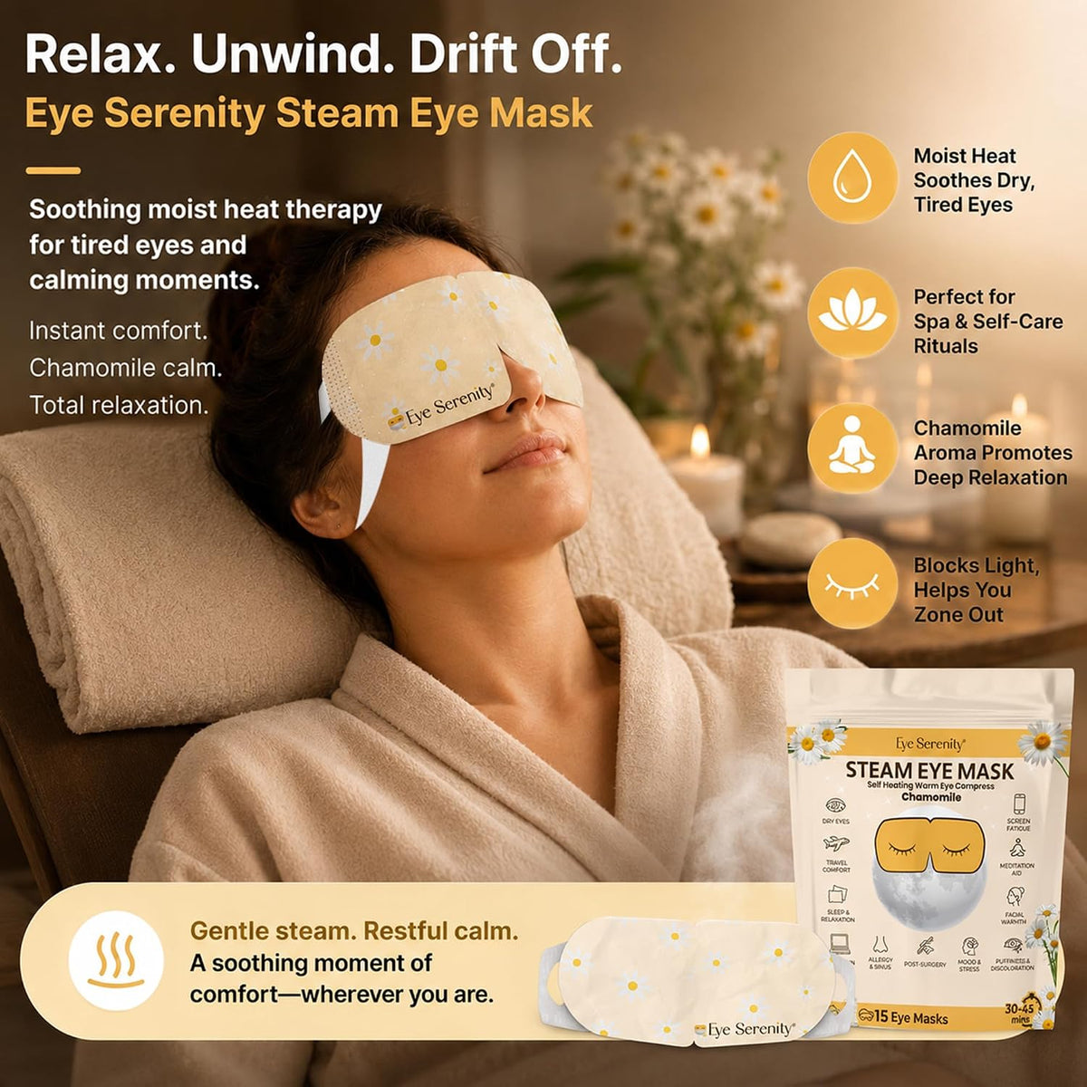 Eye Serenity Steam Eye Mask, Heated Eye Mask Fast Relief for Stye Unscented