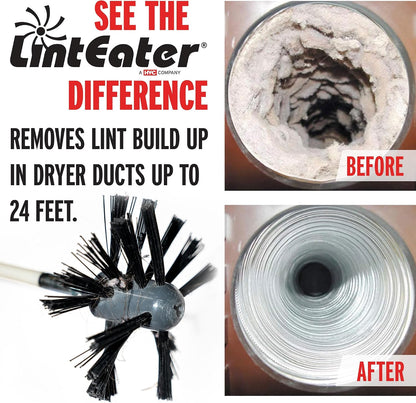Dryer Vent Duct Cleaning Kit - Gardus RLE202 LintEater Rotary Dryer Vent Cleaner Kit, Removes Lint, Dryer Vent Cleaning System Extends Up to 12’ with 4 Flexible 3' Rods, Air Duct Cleaning Tools