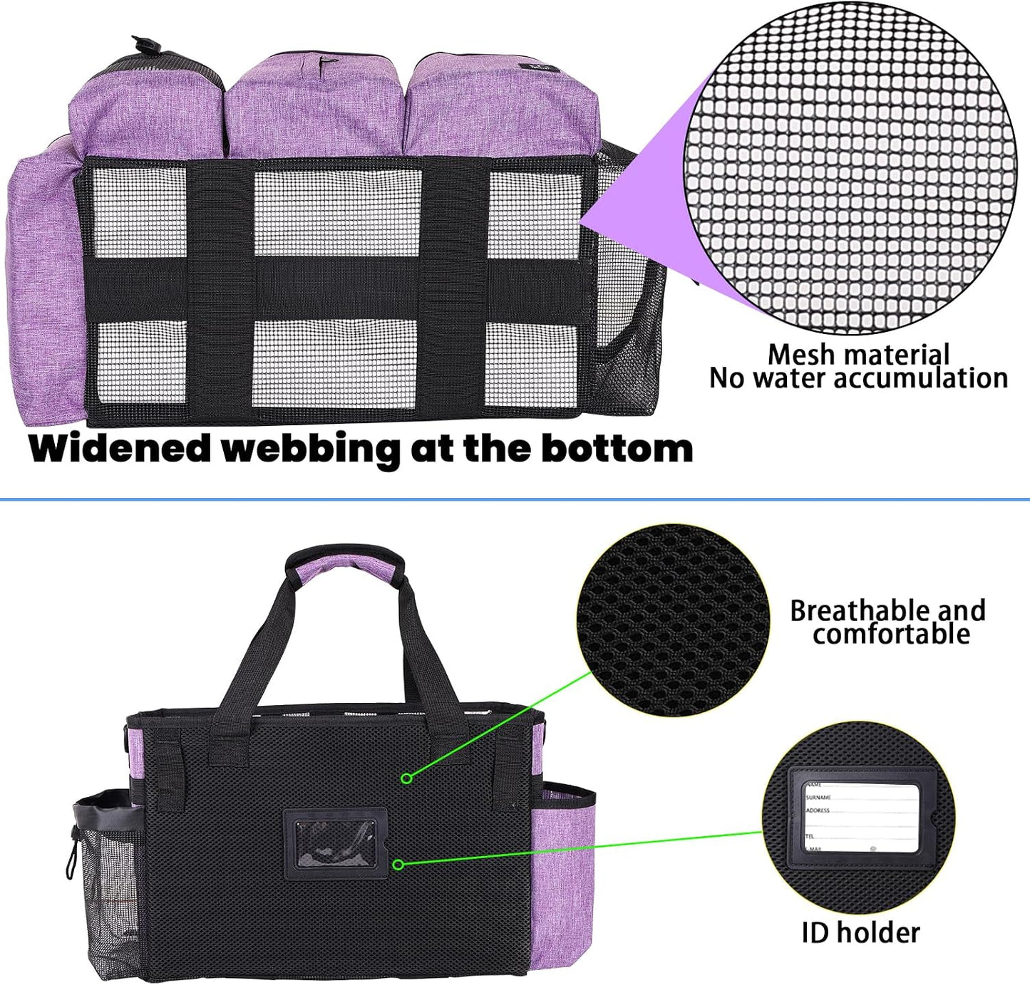 Large Cleaning Caddy Bag Built-in hard plastic sheet Aluminum foil lining | Waterproof nylon, aluminum foil lining, detachable dividers, dual straps for housekeepers