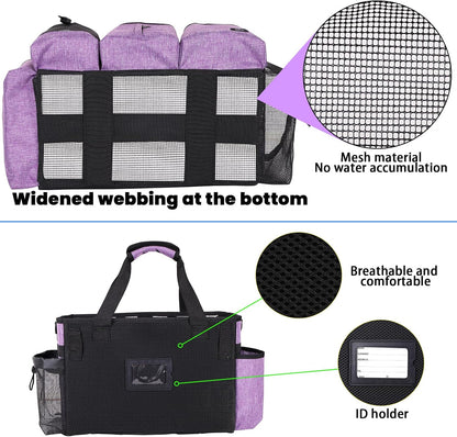 Large Cleaning Caddy Bag Built-in hard plastic sheet Aluminum foil lining | Waterproof nylon, aluminum foil lining, detachable dividers, dual straps for housekeepers
