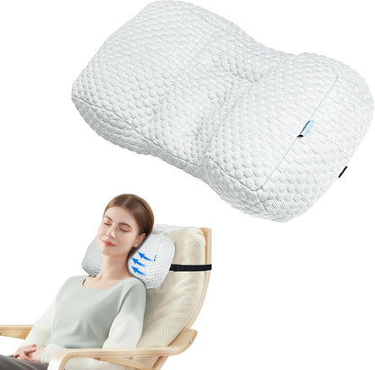 Adjustable Neck Pillow for Recliner, Headrest Pillow for Chair & Couch Support - Ergonomic Design Cushion with 2 Adjustable Strap, Recliner Head Pillow for Office, Home, Traveling (Beige)