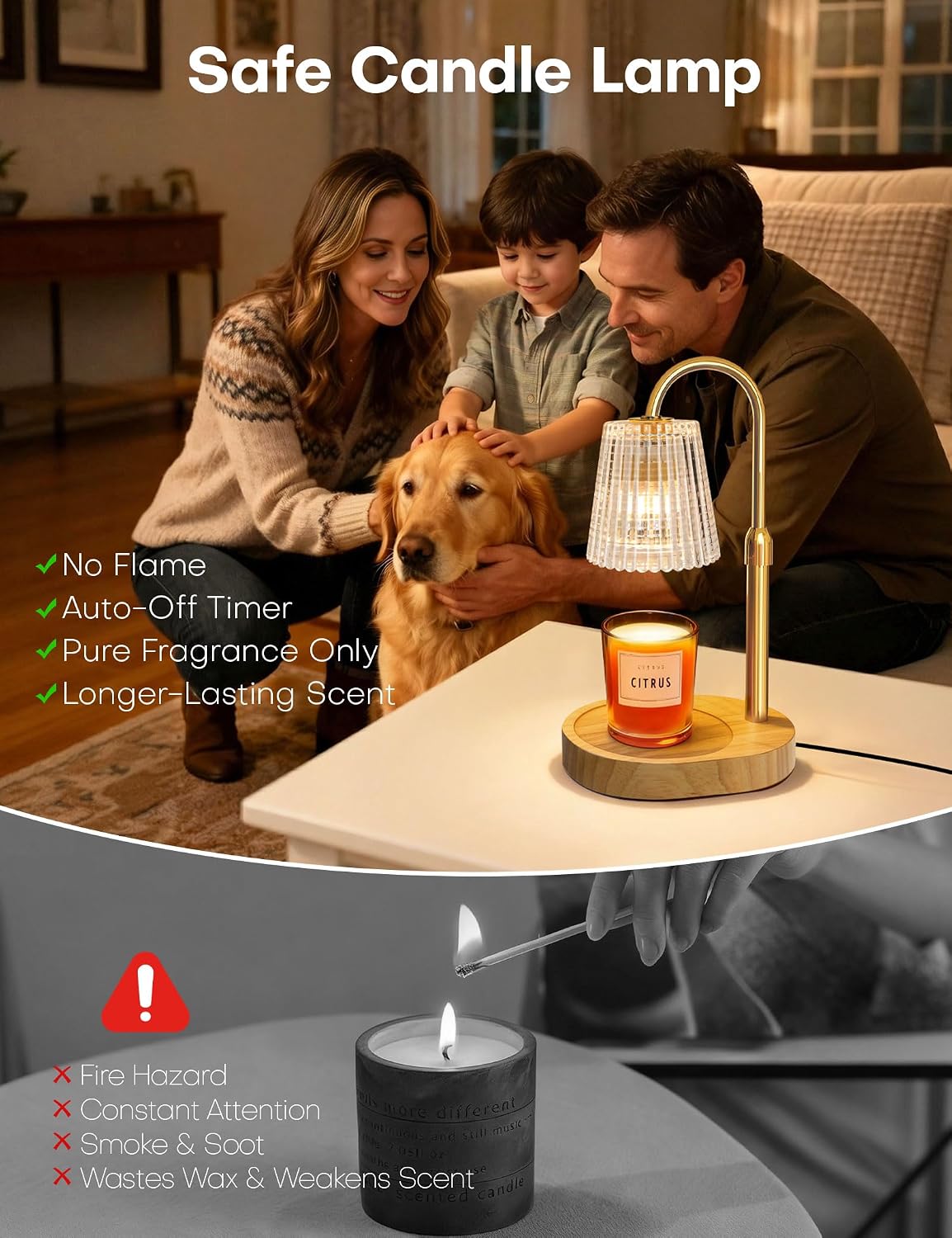 Candle Warmer Lamp with Timer Dimmer, Home Bedroom Decor Gifts for Women | Adjustable Height, Electric Wax Melts Warmer for Jar Candles, Birthday Christmas House Warming Gifts with 2 Bulbs