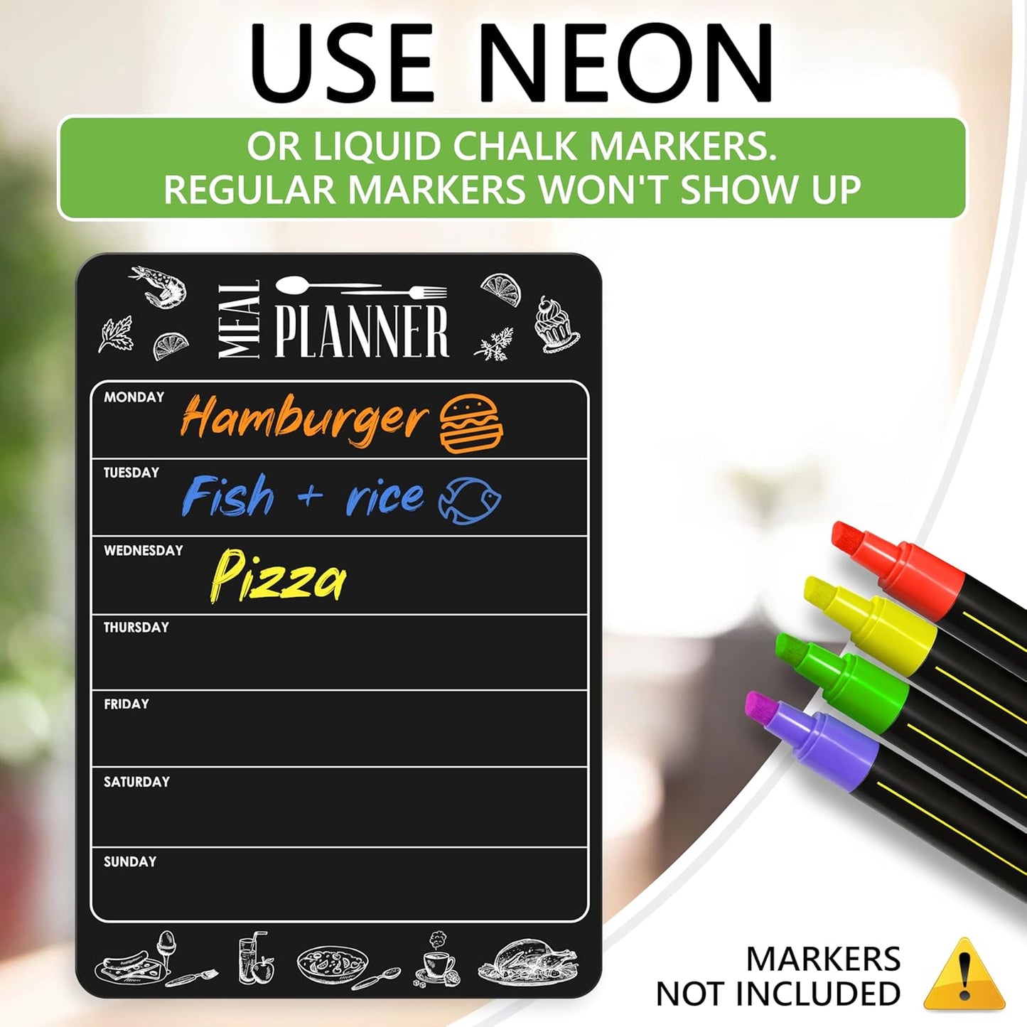 Dry Erase Menu Board for Fridge A4-8.5 x 12 in Weekly Meal Planner Dry Erase Board Magnetic Meal Planner for Refrigerator Dry Erase Dinner Menu Board for Kitchen Magnetic Dinner Menu for Fridge