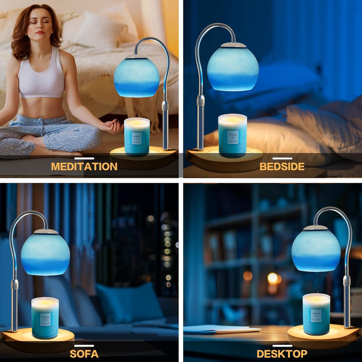 Candle Warmer Lamp with Timer 2H/4H/8H, Adjustable Height, Ocean