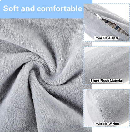Prasacco 2 Pack Neck Roll Pillowcases, 17x4 Inch Cylindrical Pillowcases with Zipper for Home Decor (Grey)