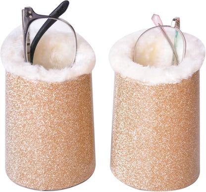 Baitaihem 2 Pack Plush Lined Eyeglasses Holder Stand Protective Glasses Holder For Desks Or Nightstands