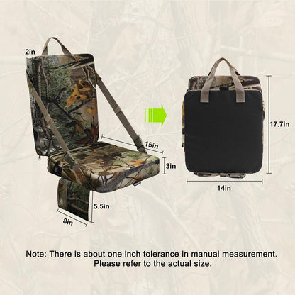 Heated Hunting Seat Cushion with Backrest, Adjustable Hunting Seat for Tree Stand & Ladder Stand, Portable Seat Pads for Hunting,Ice Fishing,Hiking,Camping (Battery not Included) (Camouflage)