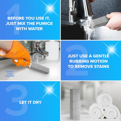DISIWENE Pumice Cleaning Stone with Handle Toilet Bowl Cleaner Hard Water Ring Remover for Bath/Pool/Kitchen/Household Cleaning (4, 4 Pack with Handle)
