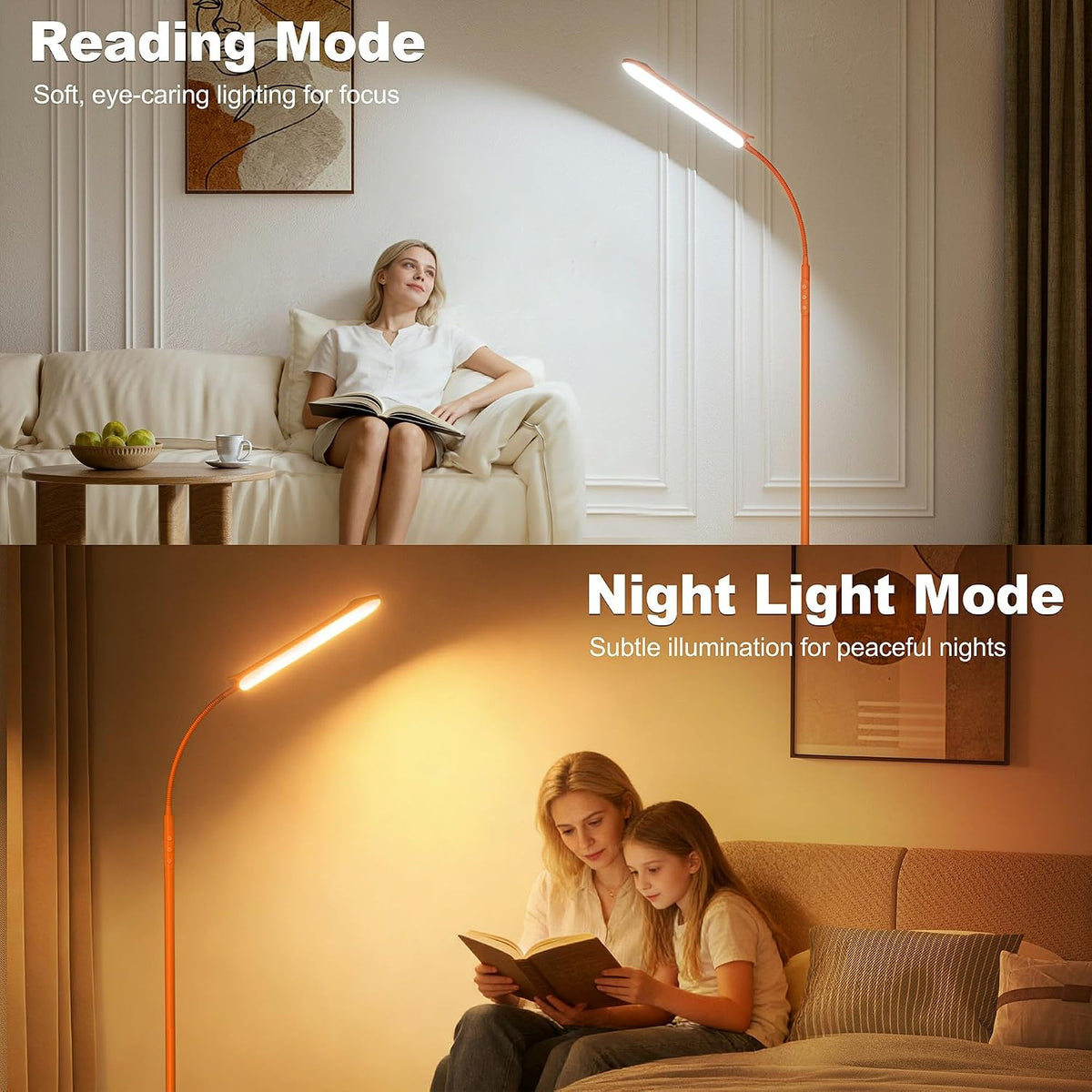 Yikuneng Dimmable LED Floor Lamp, Super Bright Reading Lamps Floor Standing lamp with Remote & Touch Control, Stepless Dimming & 2700K-6500K Color Temperature, for Living Room Bedroom Office, Black