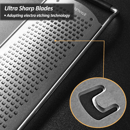 4-Pcs Pro Set Zester Grater Set, Cheese Grater with Razor-Sharp Stainless Steel Blade, Fine/Coarse/Extra Coarse/Slider Attachment