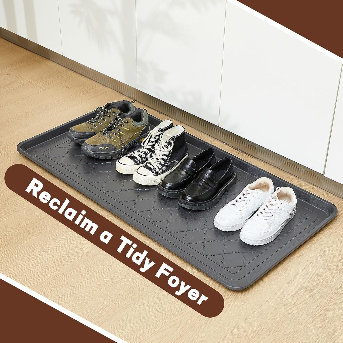 3 Pack Extra Large Boot Tray 40"x20" Long Shoe Mats Boot Storage with Raised Edge Waterproof Plastic Wet Shoe Tray for Entryway Floor Indoor Outdoor Mudroom Multi Use(Black)