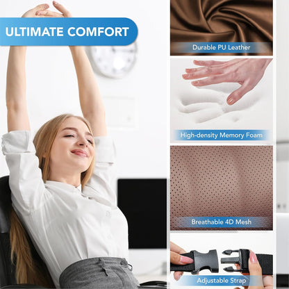 Lofty Aim Lumbar Support Pillow for Car, Car Seat Back Support for Driving | Memory Foam Car Lumbar Support for Driving Seat, Car Back Cushion, Adjustable Straps, Lower Back Pillow, Office Chairs, Black
