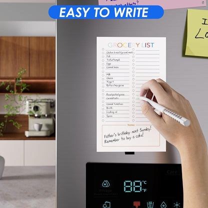 Magnetic Grocery List Pad for Fridge, 3 Pack Notepads | Strong Full Back Magnet with Pen Holder, 3 Pads, 180 Sheets for Grocery Lists, Meal Plans and To Do Lists