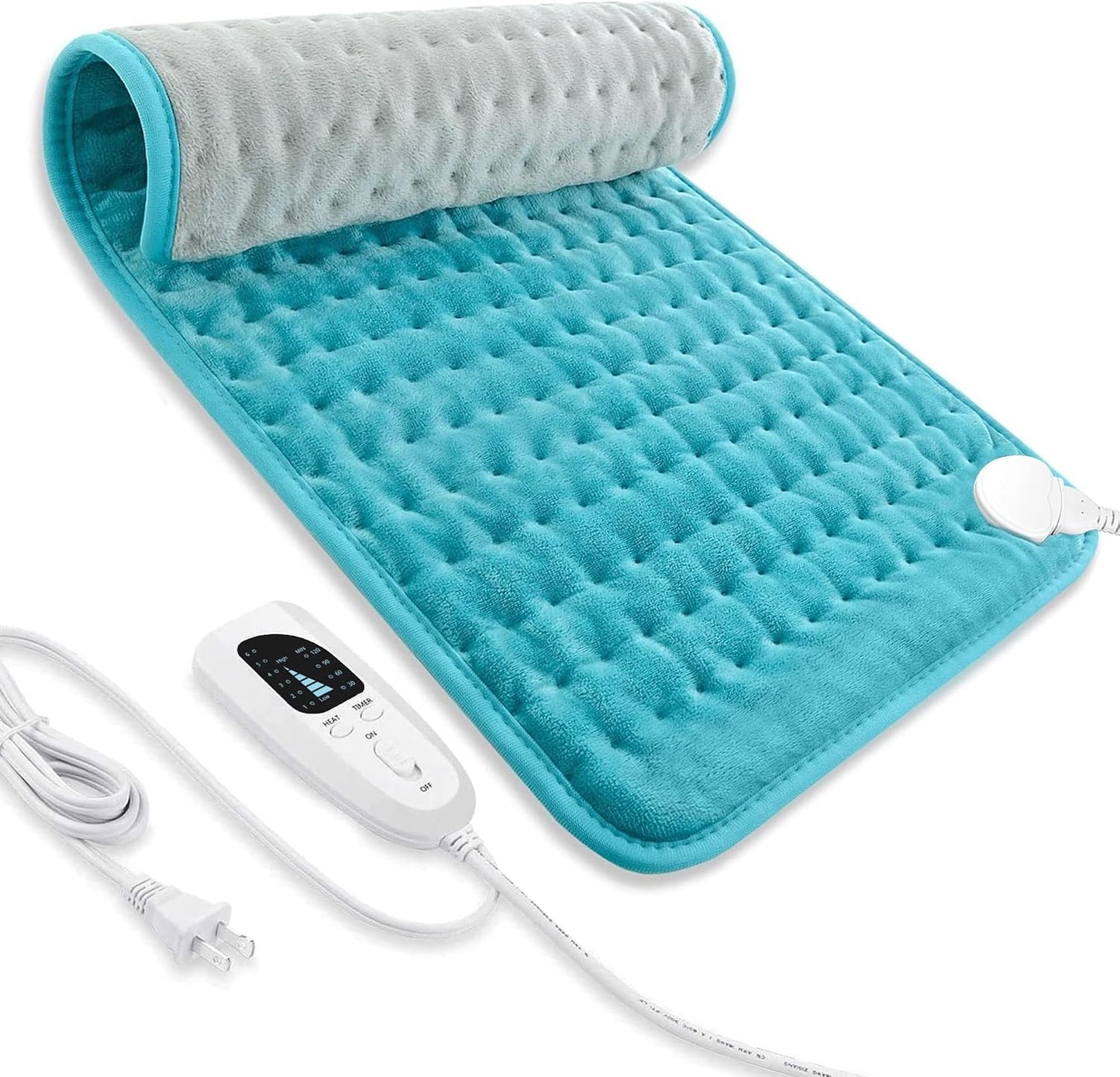 Electric Heating pad with 6 Heat Settings, Auto Shut Off, Dry Electric Heating for Back Neck Knee Arms Legs Shoulder Heat Pads for Christmas Birthday Father Mother's Day (24"X12", Gray Green)