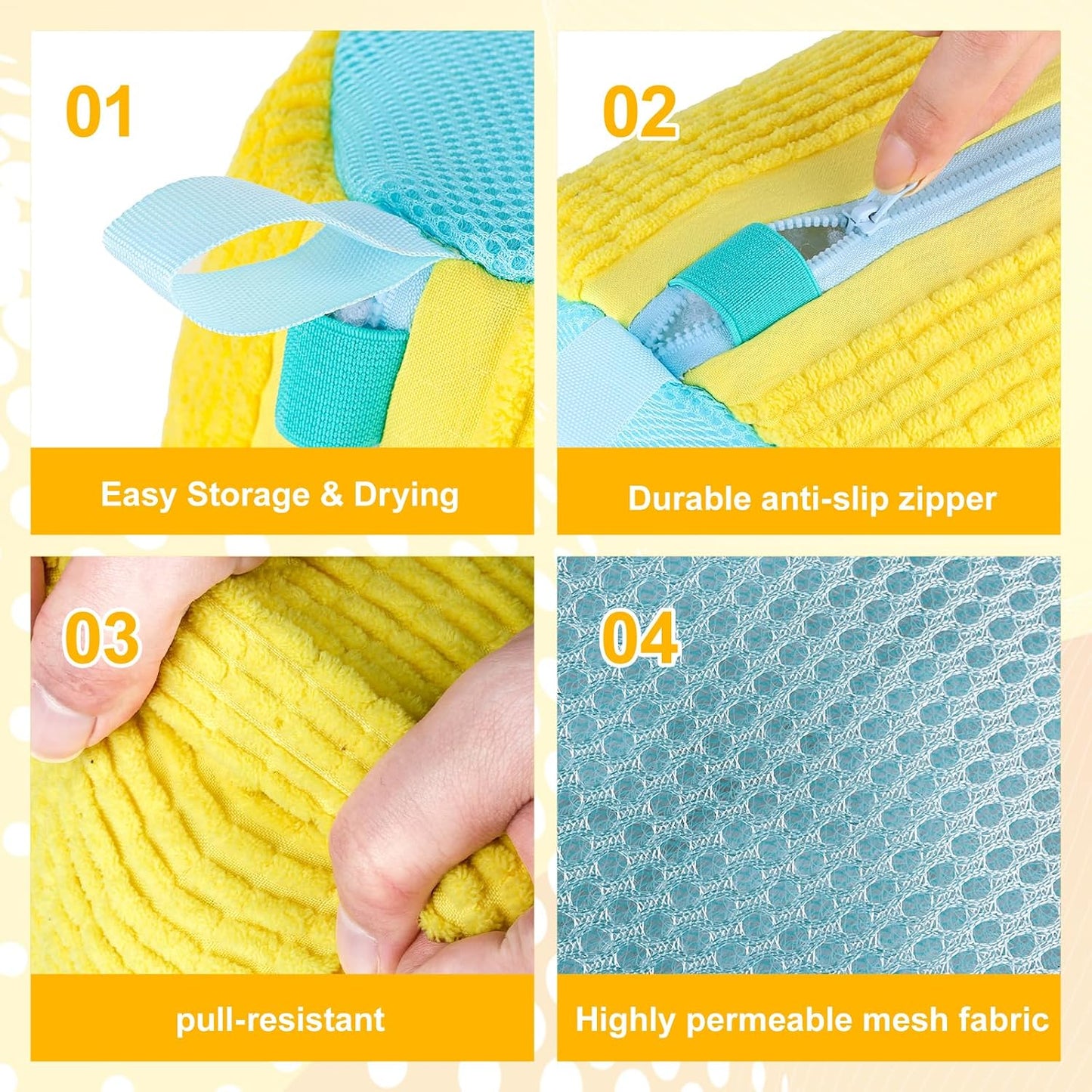 Shoe Washing Machine Bag – Reusable Laundry Shoe Bag for Sneakers, Running Shoes & White Shoes, Helps Protect Against Deformation, Scratches & Washer Damage(Yellow 2pcs)