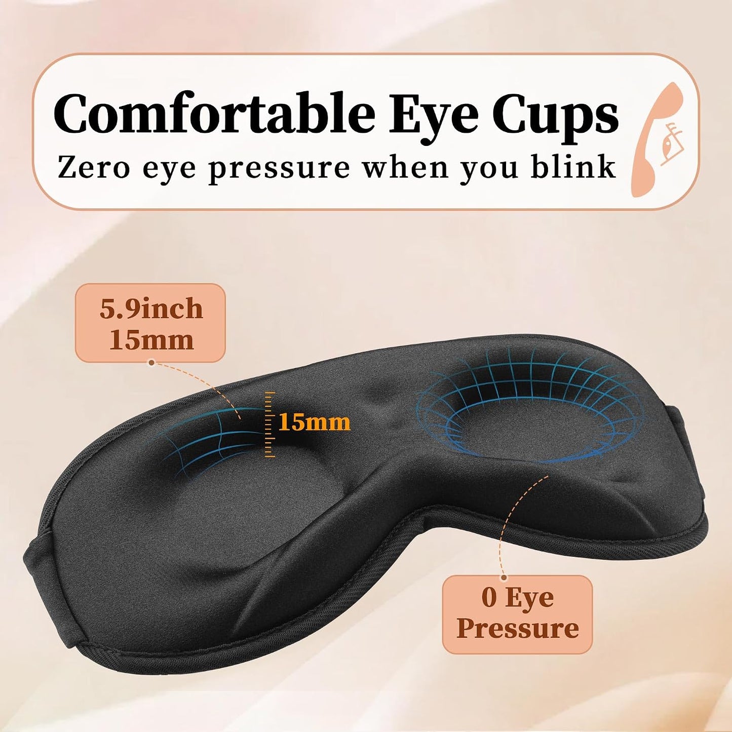 3D Sleep Mask for Men&Women, 2 Pack Contour Eye Masks for Sleep, Side Sleeping Mask for Men&Women, Blackout Eye Mask for Sleeping Eye Mask, Airplane Travel Essentials for Men, Meditation Black & Gray