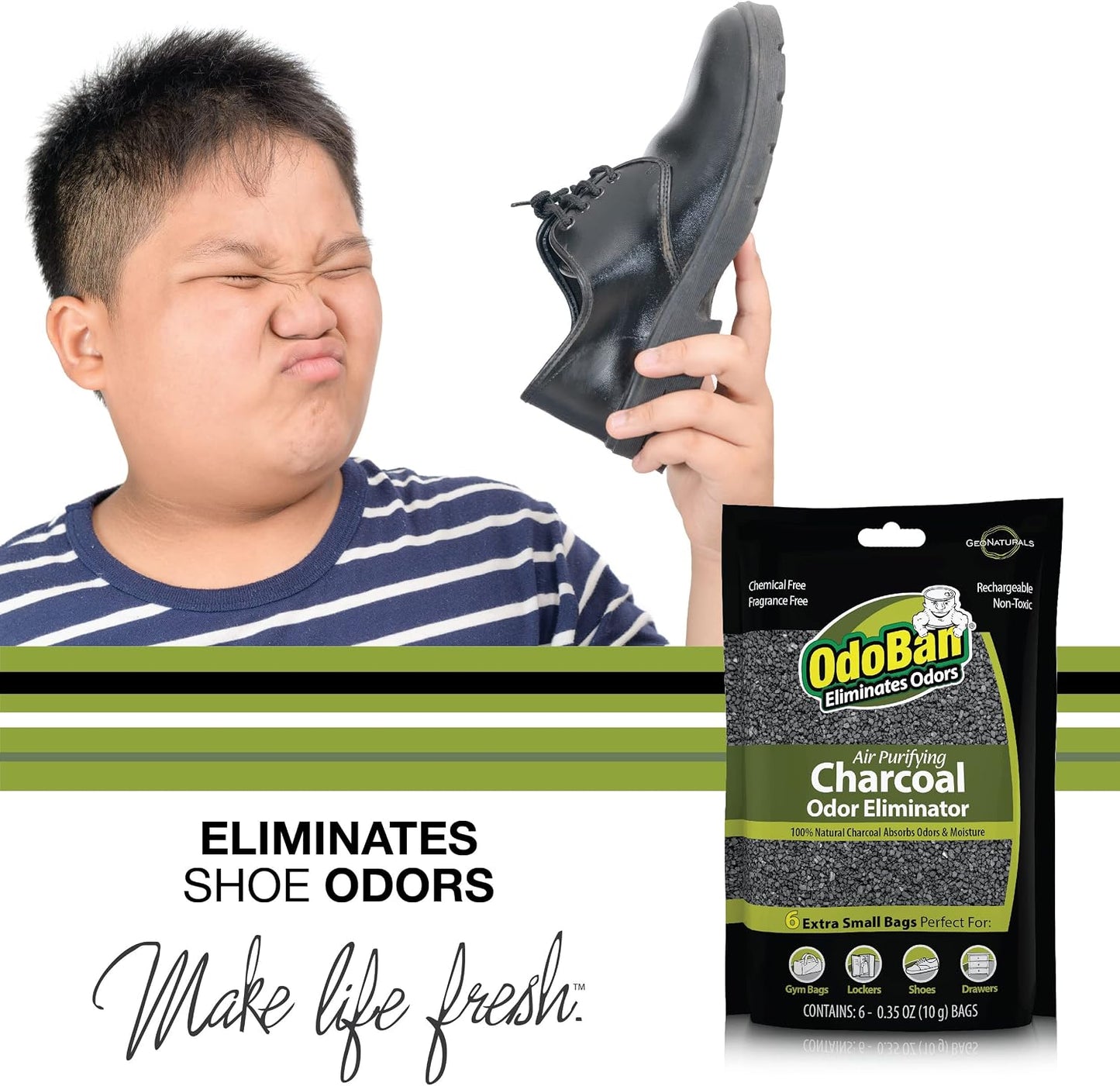 OdoBan Air Purifying Charcoal Natural Odor Eliminator, Non-Toxic Formula, Made in the USA, Fragrance Free, 200 Gram Bag