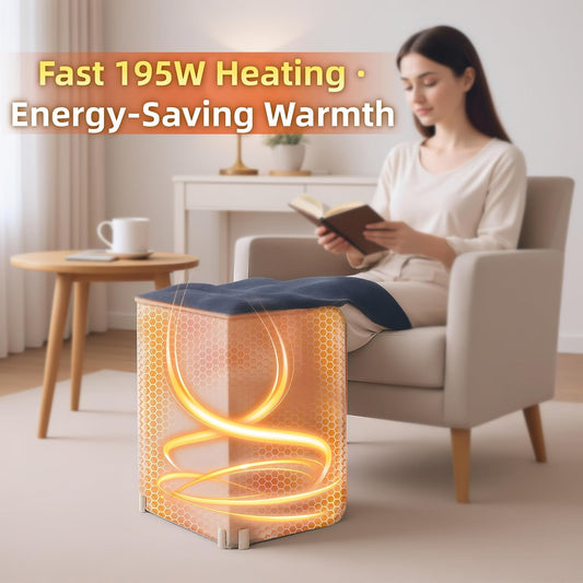 Under Desk Heater, Electric Foot Warmer for Office & Home, Quiet Portable Feet Warmer with Heated Floor Mat, Foot heater with Thermostat and Timer Indoor Use for Foot Leg Grey Cylindrical UEMUSI